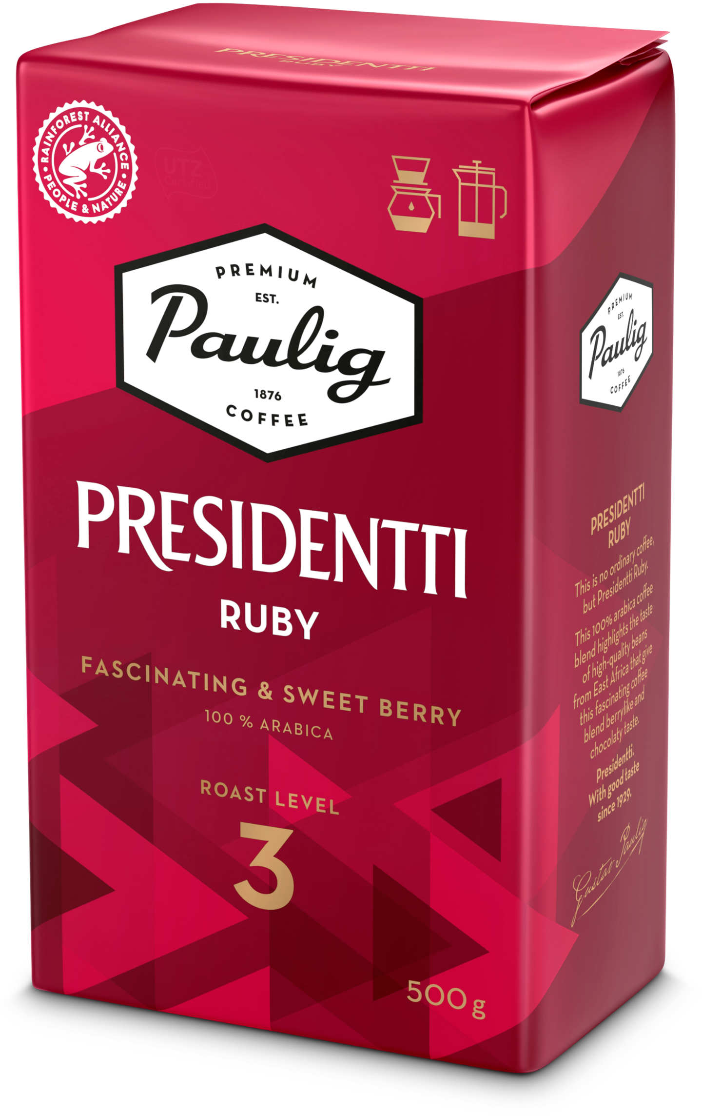 Presidentti Ruby 500g hienojauhettu kahvi RFA