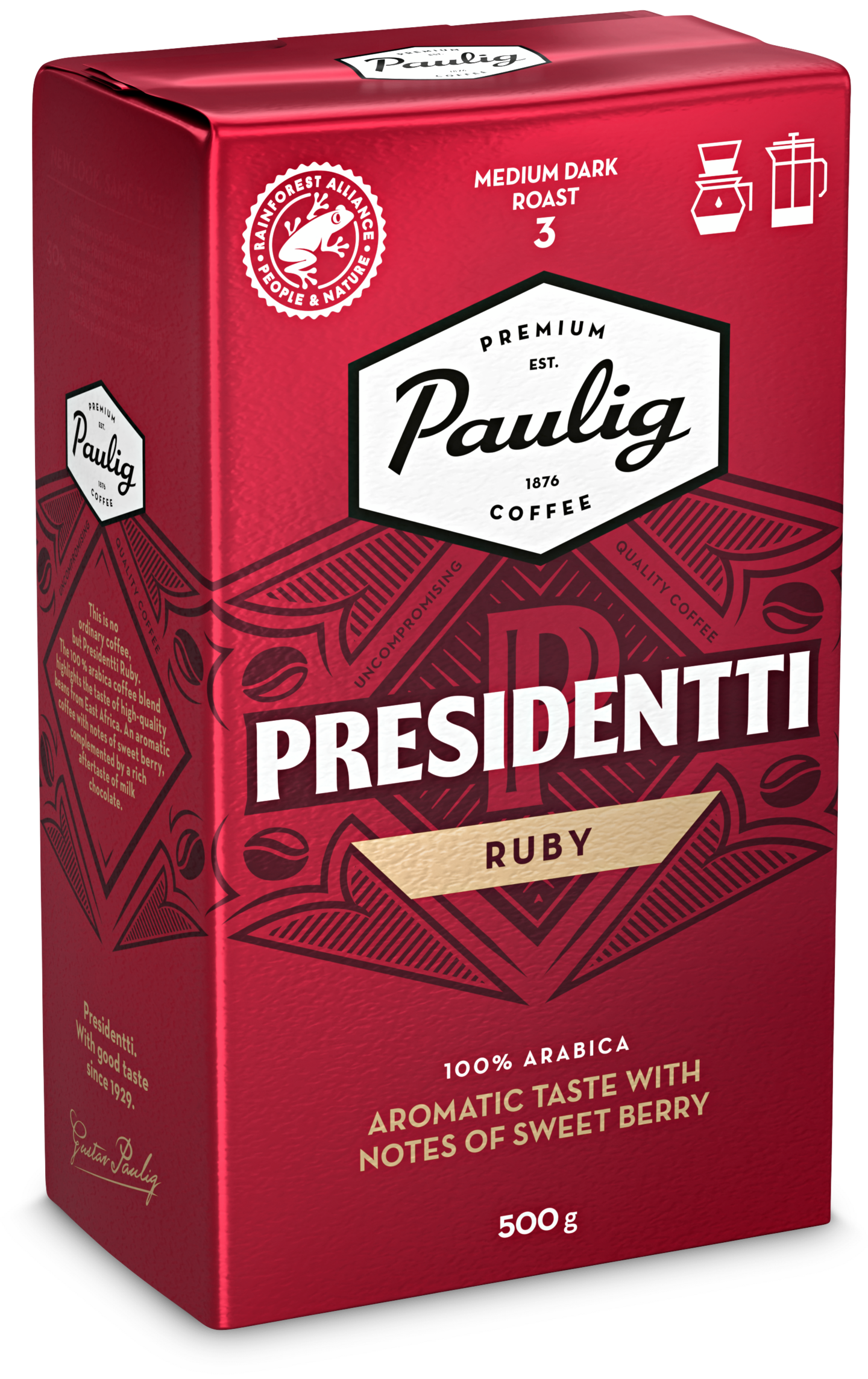 Presidentti Ruby 500g hienojauhettu kahvi RFA