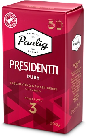 Presidentti Ruby 500g hienojauhettu kahvi UTZ