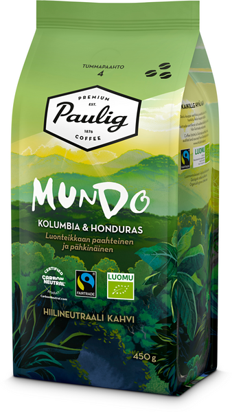 Paulig Mundo Kolumbia & Honduras Luomu kahvipapu 450g