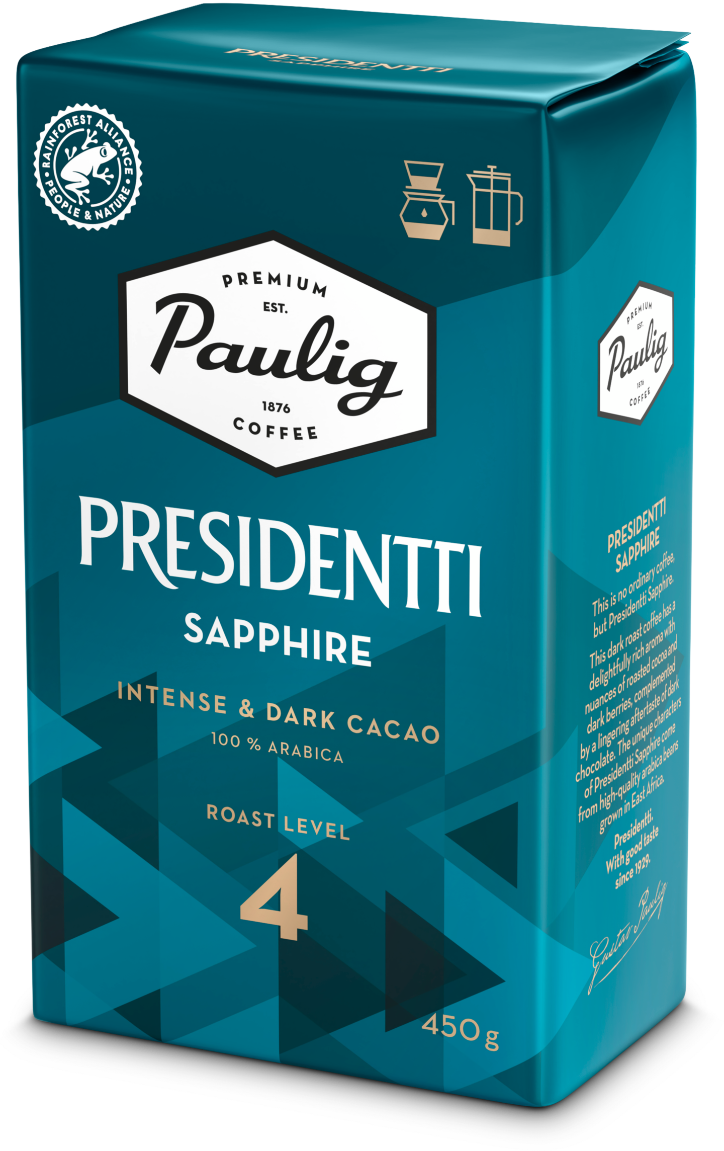 Presidentti Sapphire kahvi suodatinjauhatus 450g RFA QPA