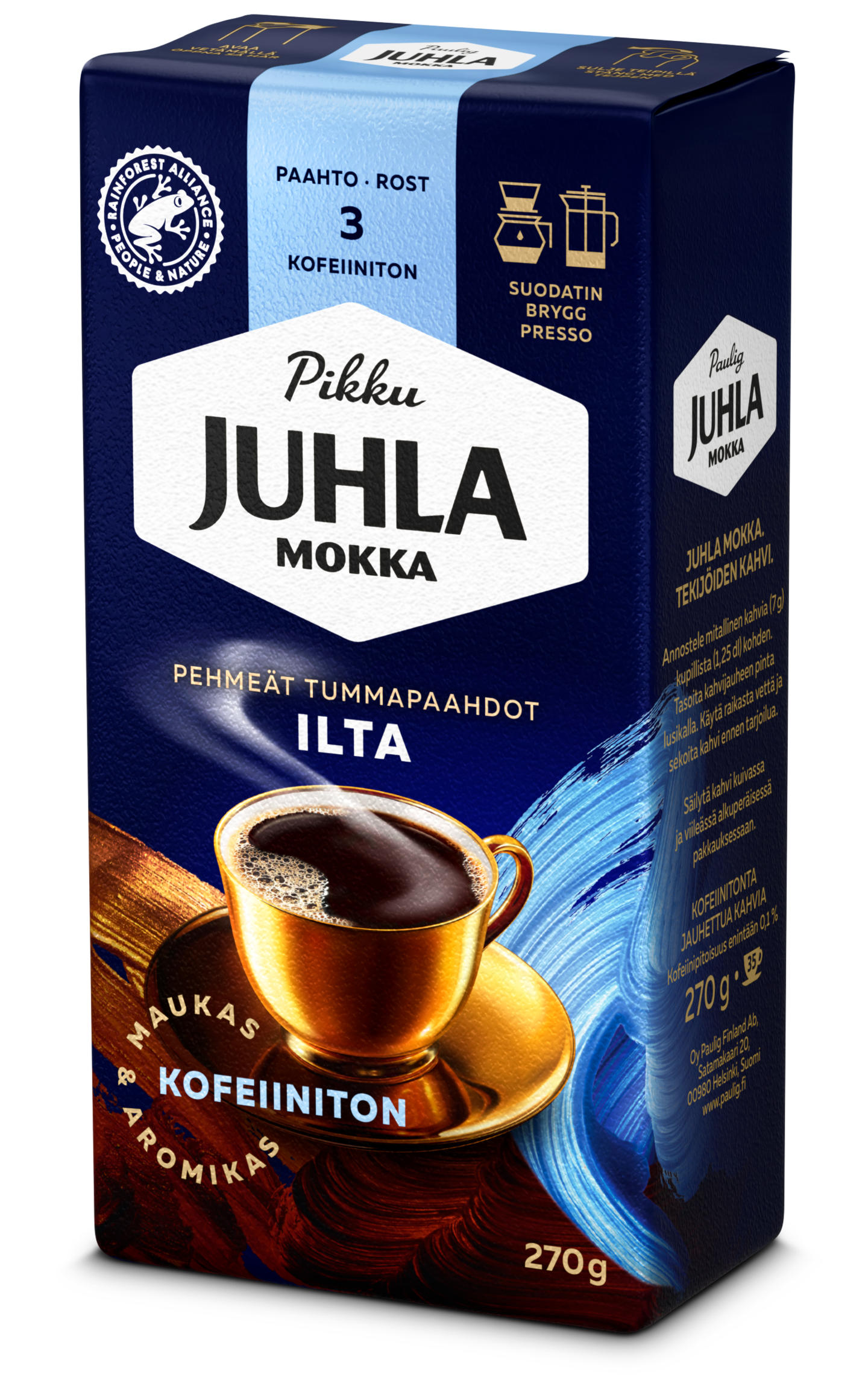 Paulig Juhla Mokka Ilta kofeiiniton 270g suodatinjauhatus