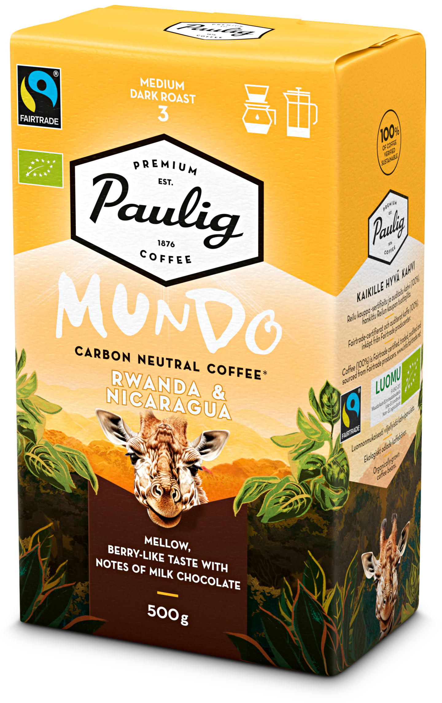 Paulig Mundo Rwanda-Nicaragua kahvi 500g suodatinjauhatus luomu