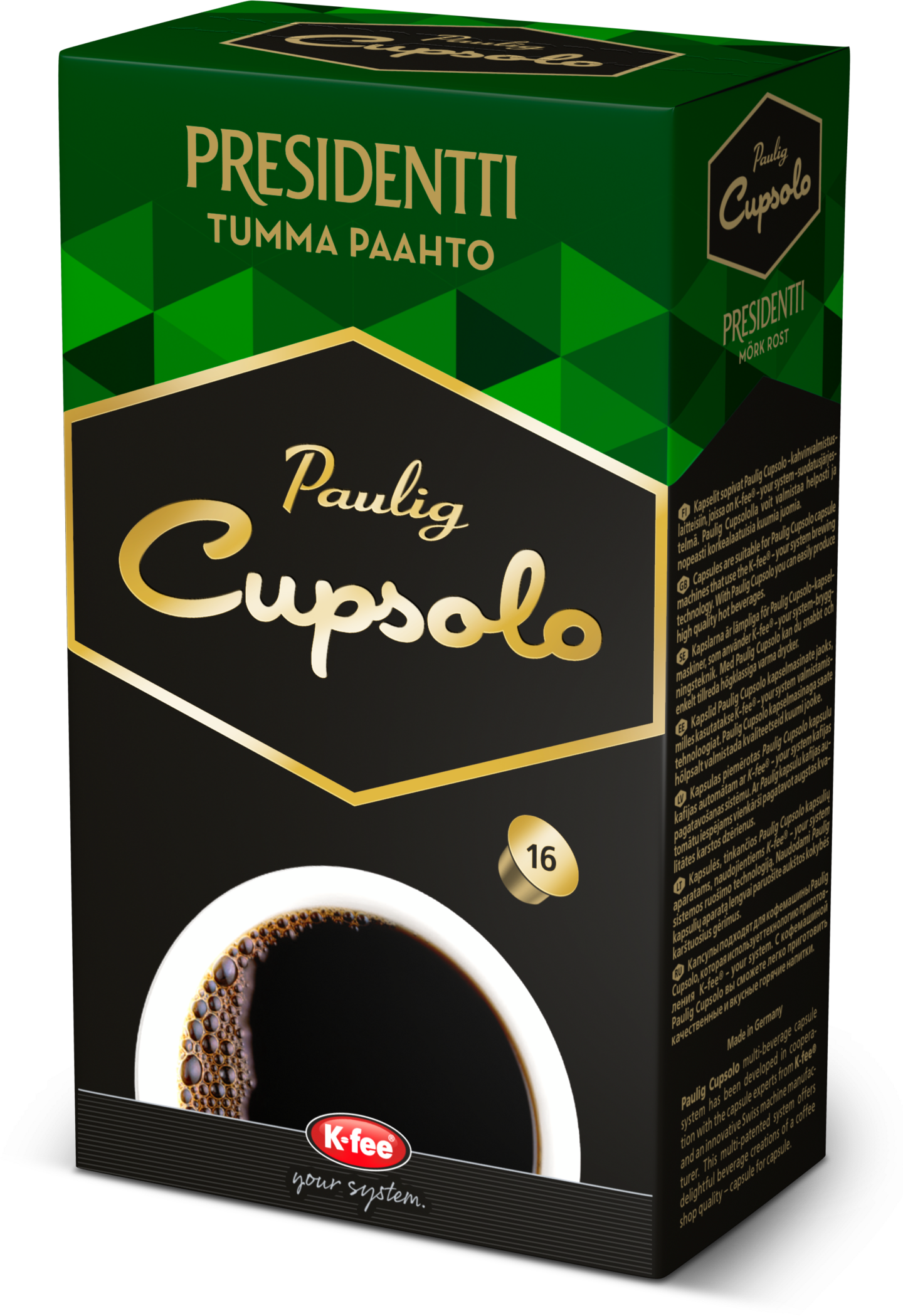 Paulig Cupsolo kahvi 16 kaps Presidentti Tumma Paahto 136g