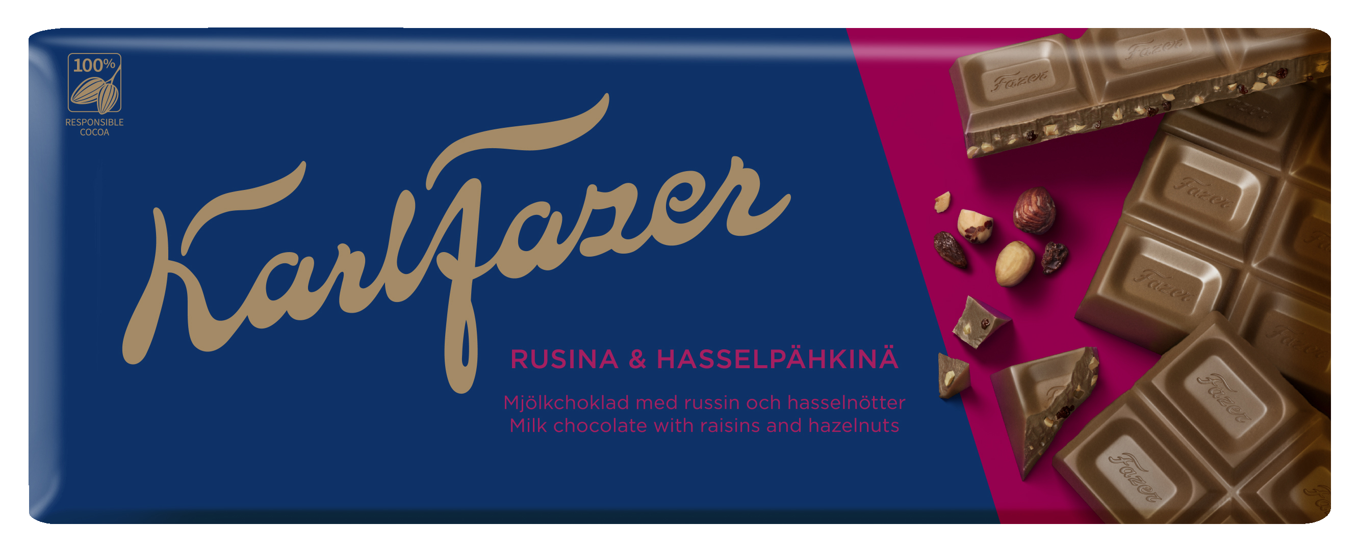 Karl Fazer Pähkinä-rusina maitosuklaalevy 200g