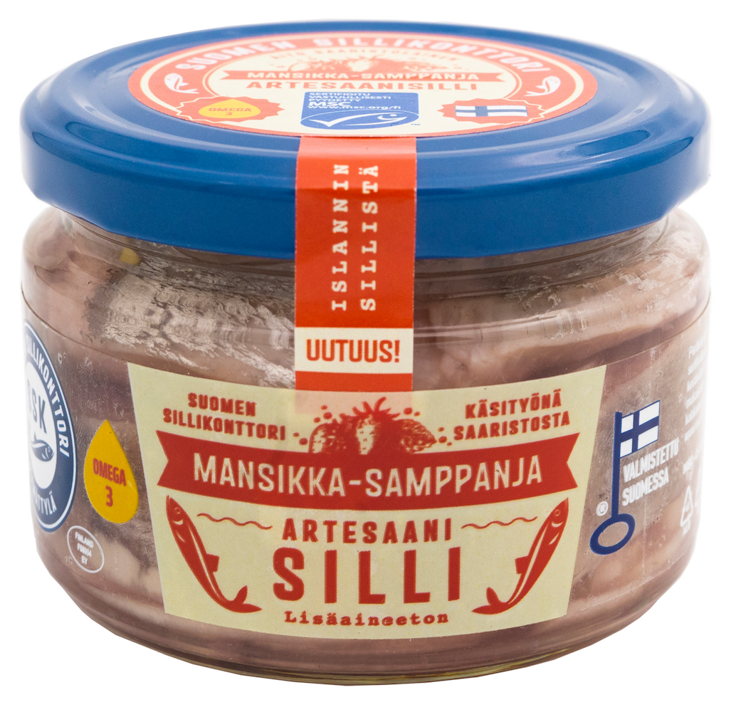 Suomen Sillikonttori mansikka-samppanja Artesaani silli 280g/140g MSC ...