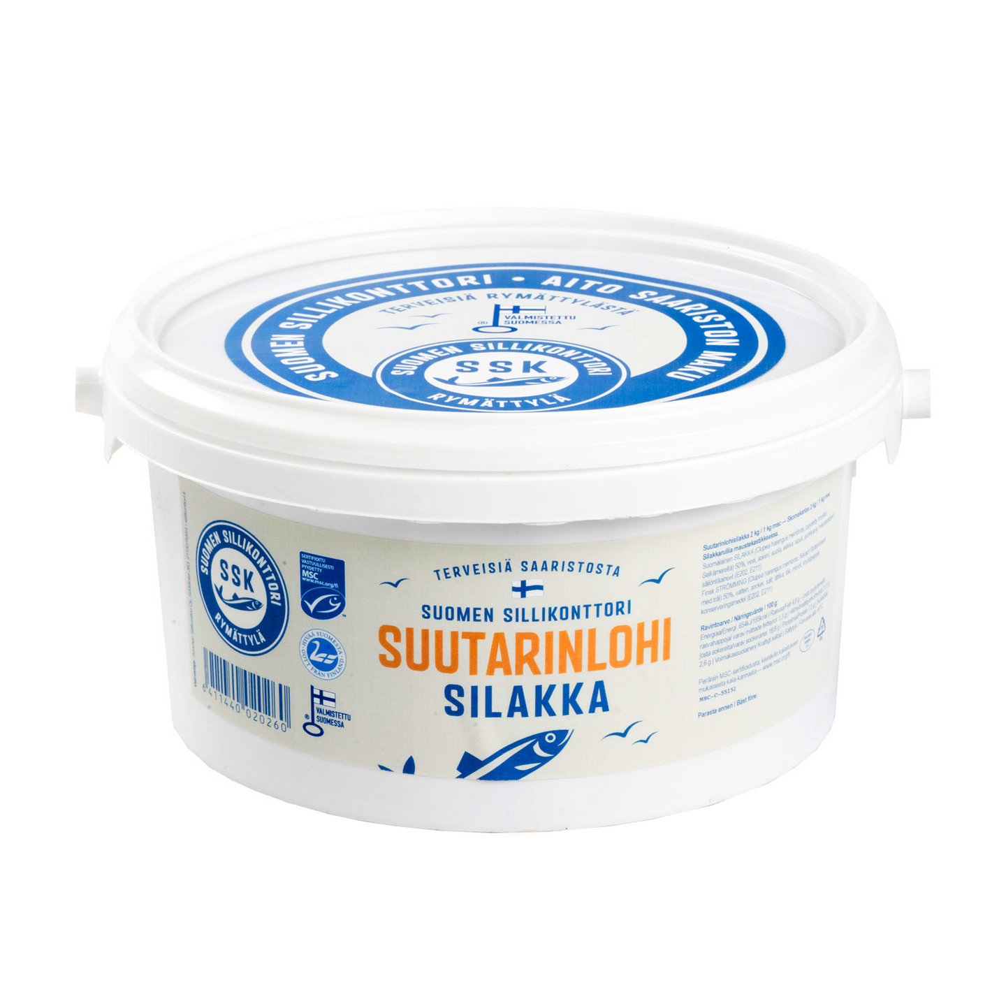 Suomen Sillikonttori nahallinen silakkarulla suutarinlohi-kastikkeessa 2kg/1kg MSC