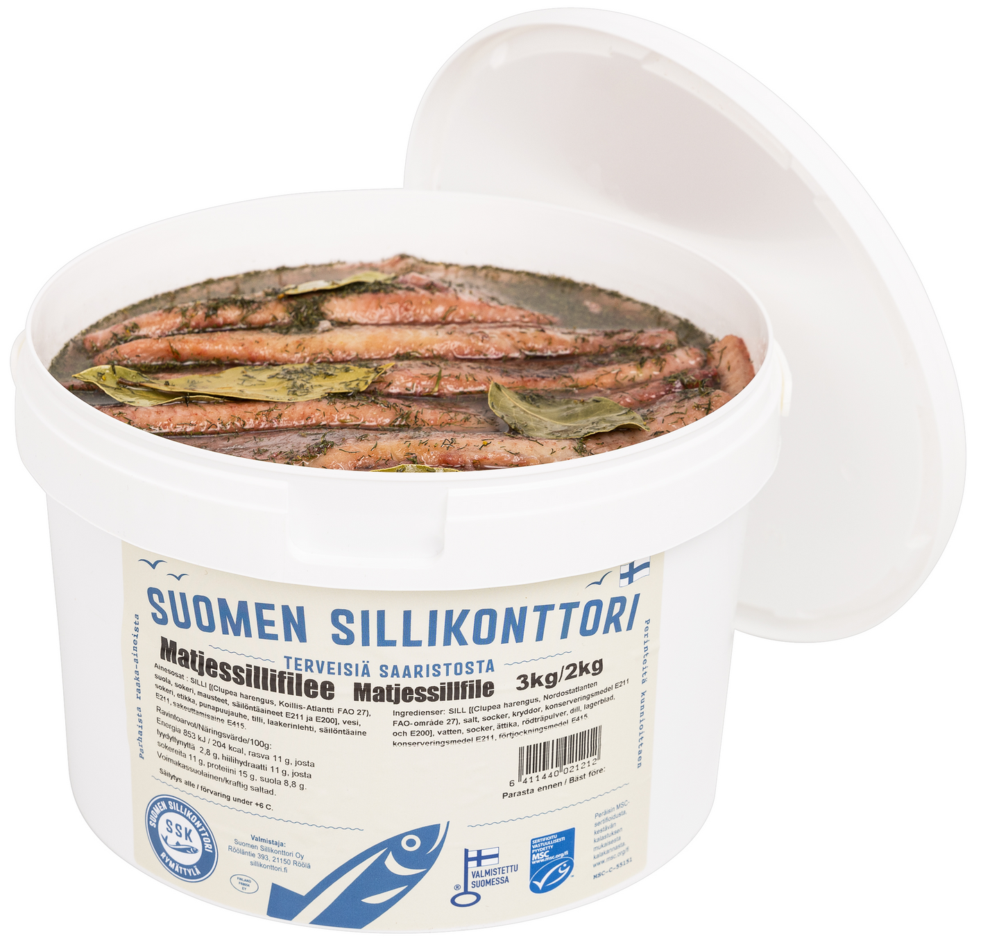 Sillikonttorin Matjessillifilé matjeskastikkeessa 3kg/2kg MSC