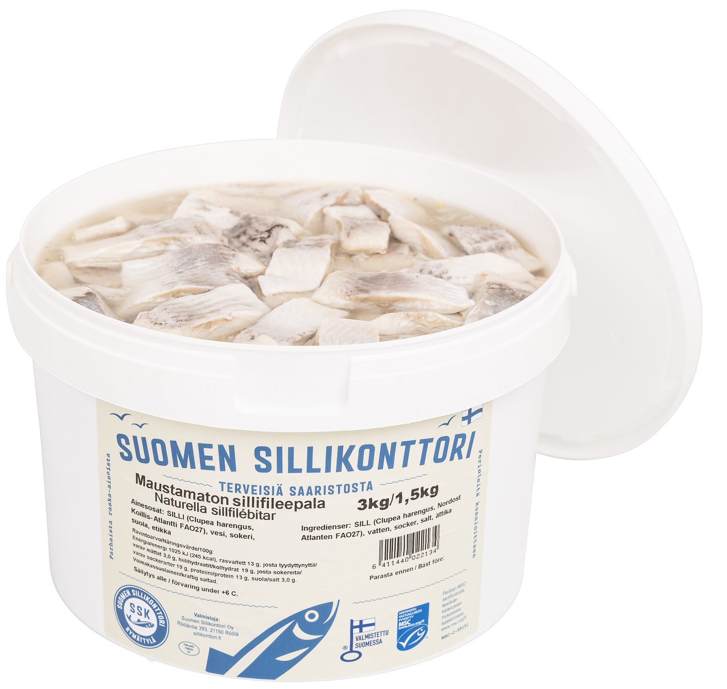 Sillikonttorin Maustamaton sillifileepala etikkamarinadissa 3kg/1,5kg MSC