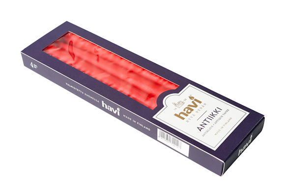 Havi antiikkikynttilä 28cm 4kpl punainen 8h