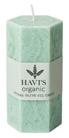 Havi's oliiviöljy-steariini pöytäkynttilä 5x10cm Hexagon vihreä