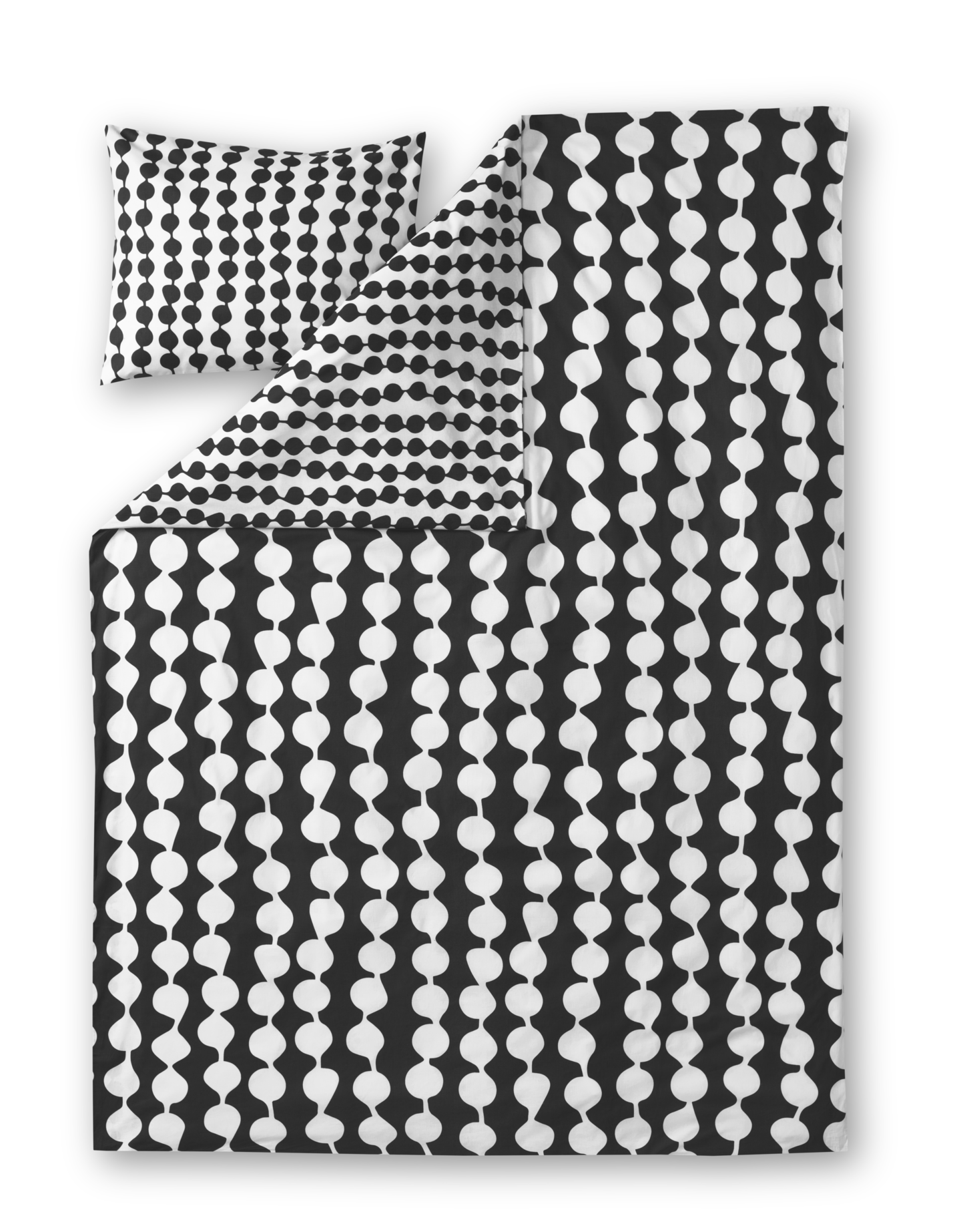 Finlayson Pampula pussilakanasetti 150x210 cm musta-valkoinen GOTS