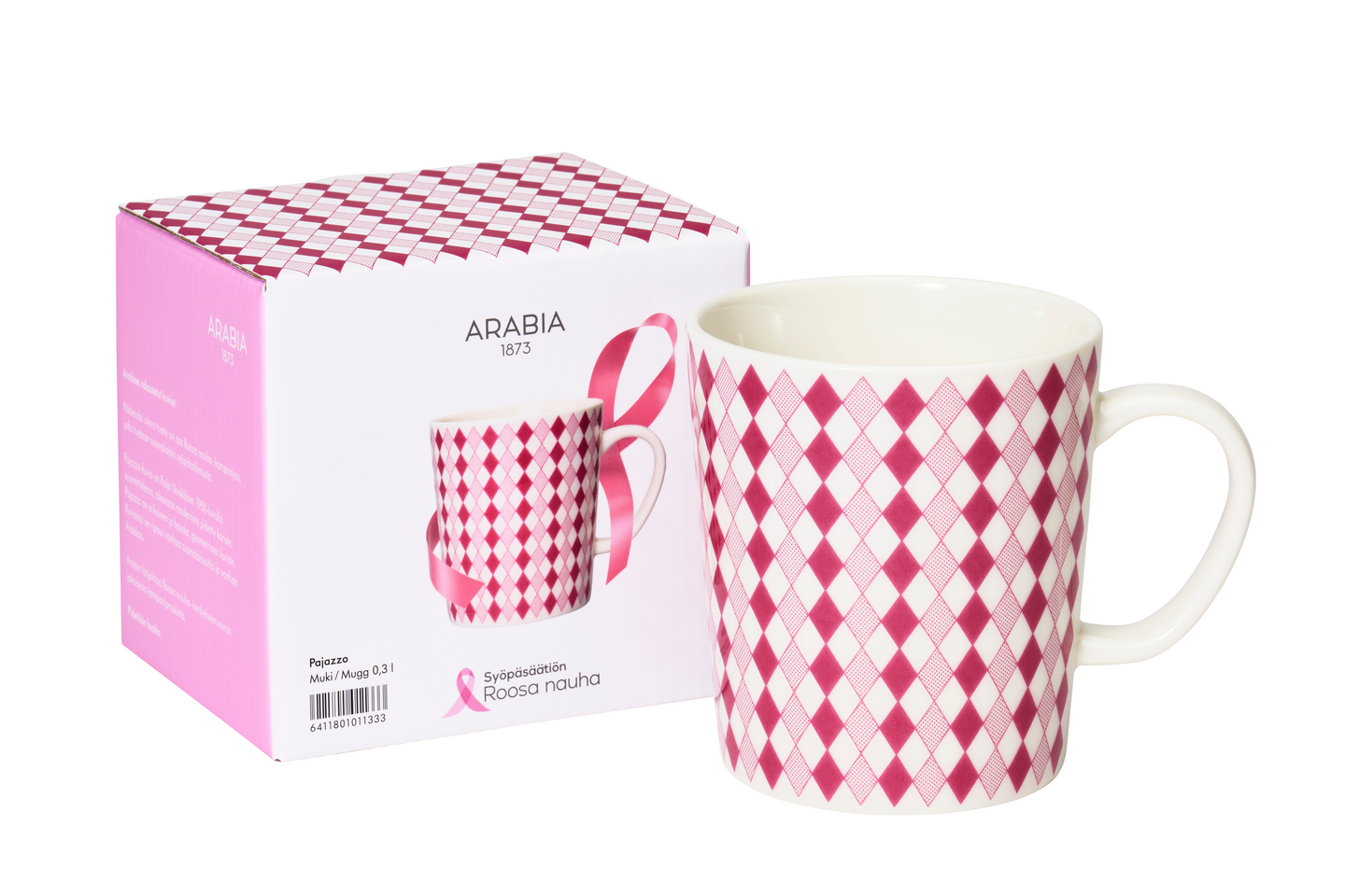 Arabia Pajazzo muki 0,3L Roosa nauha