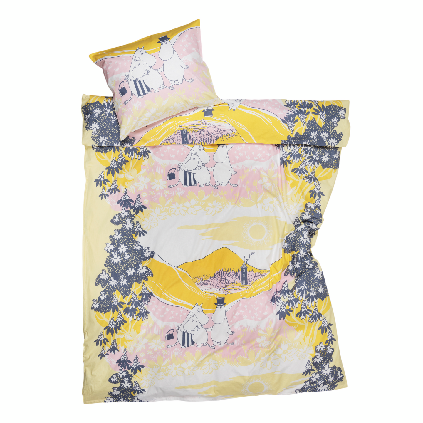 Muumi Perheen Parissa pussilakanasetti 150x210 cm GOTS