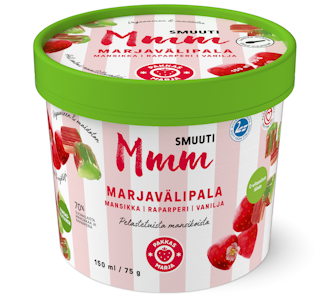 Pakkasmarja Smuuti Mmm Marjavälipala Mansikka, raparperi & vanilja 150ml/75g