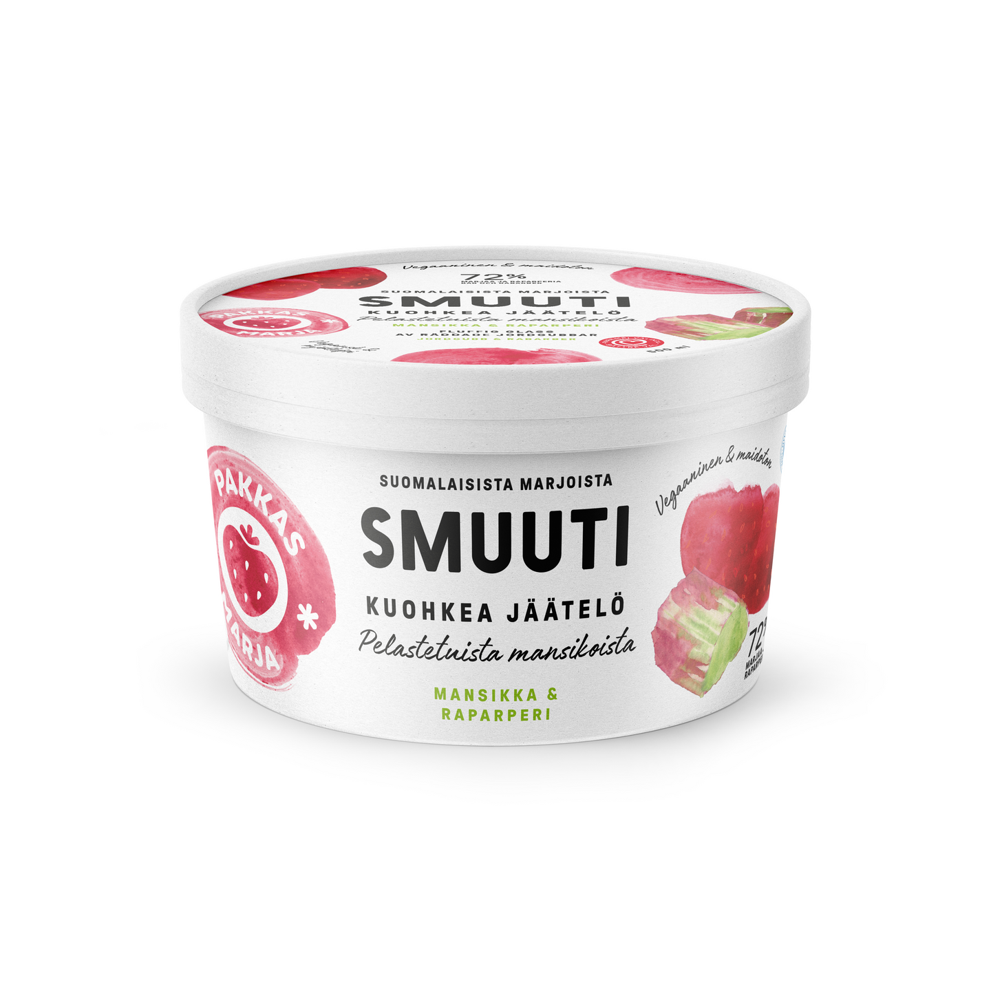 Pakkasmarja Smuuti hävikkijäätelö Mansikka & raparperi 500ml/200g