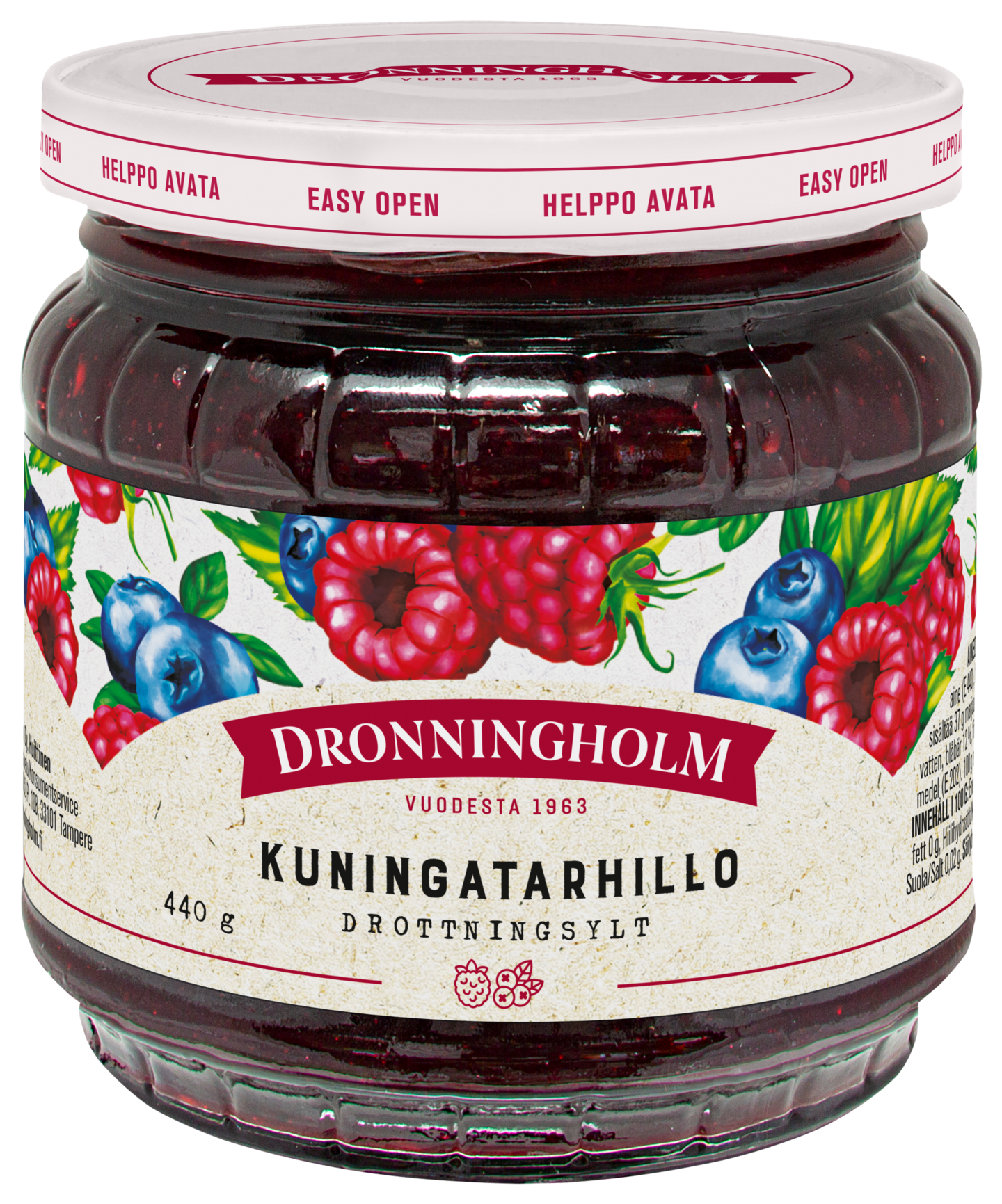 Dronningholm Kuningatarhillo, Vadelma-mustikkahillo 440g