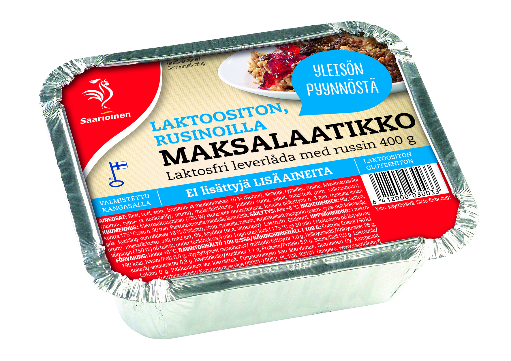 Saarioinen laktoositon maksalaatikko rusinoilla 400g | K-Ruoka Verkkokauppa