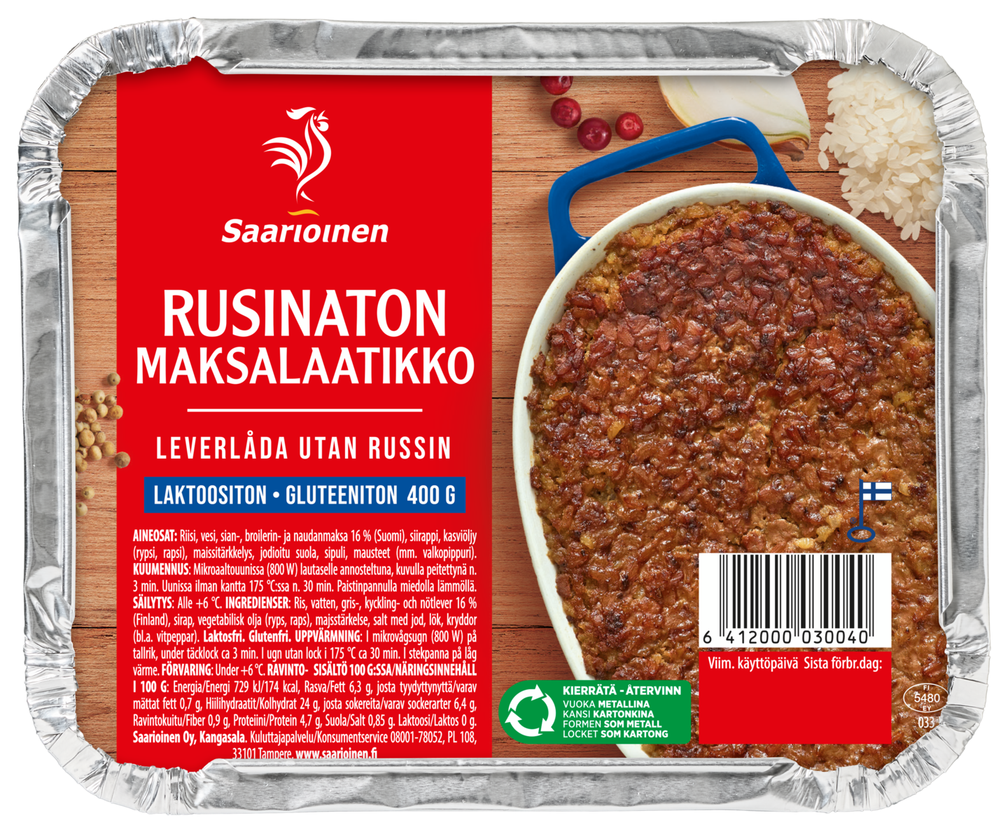 Saarioinen Maksalaatikko 400 g laktoositon/rusinaton