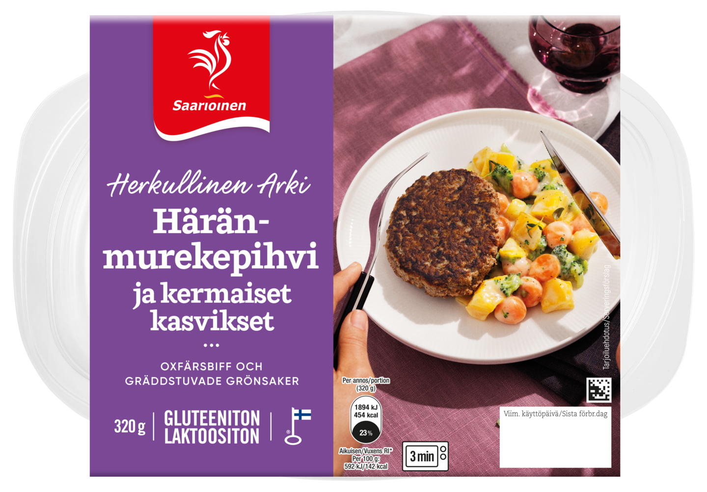 Saarioinen häränmurekepihvi ja kermaiset kasvikset 320g