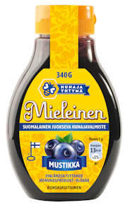 Mieleinen 340g suomalainen juokseva hunajavalmiste mustikka