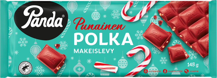 Panda makeislevy 145g punainen polka