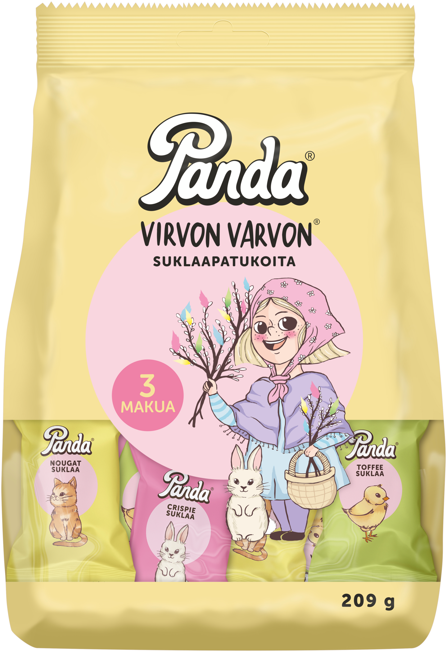 Panda virvon varvon suklaapatukoita 209g