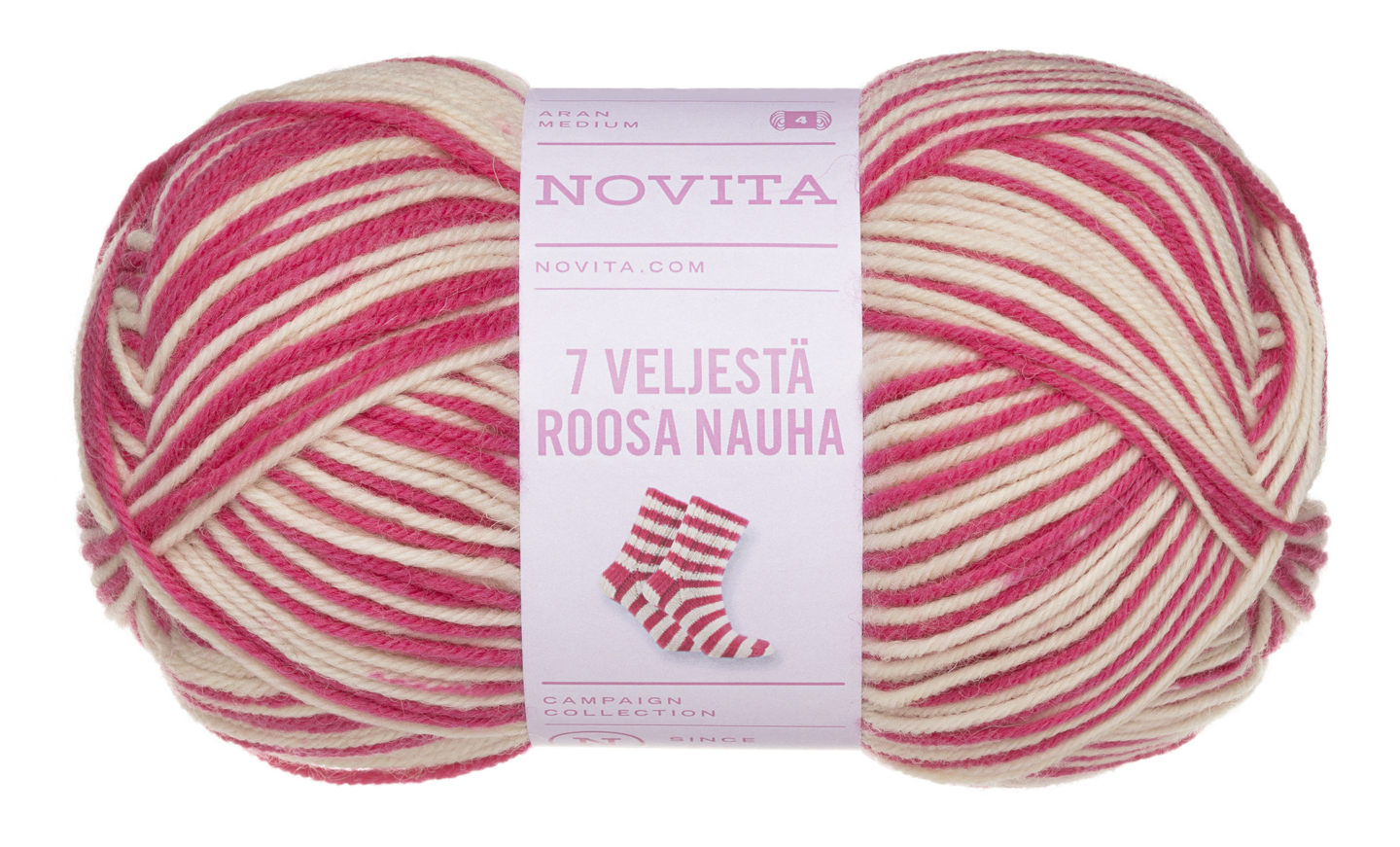 Novita 7 Veljestä Roosa Nauha Tasaraita 150g 8661 Lempeä Voima