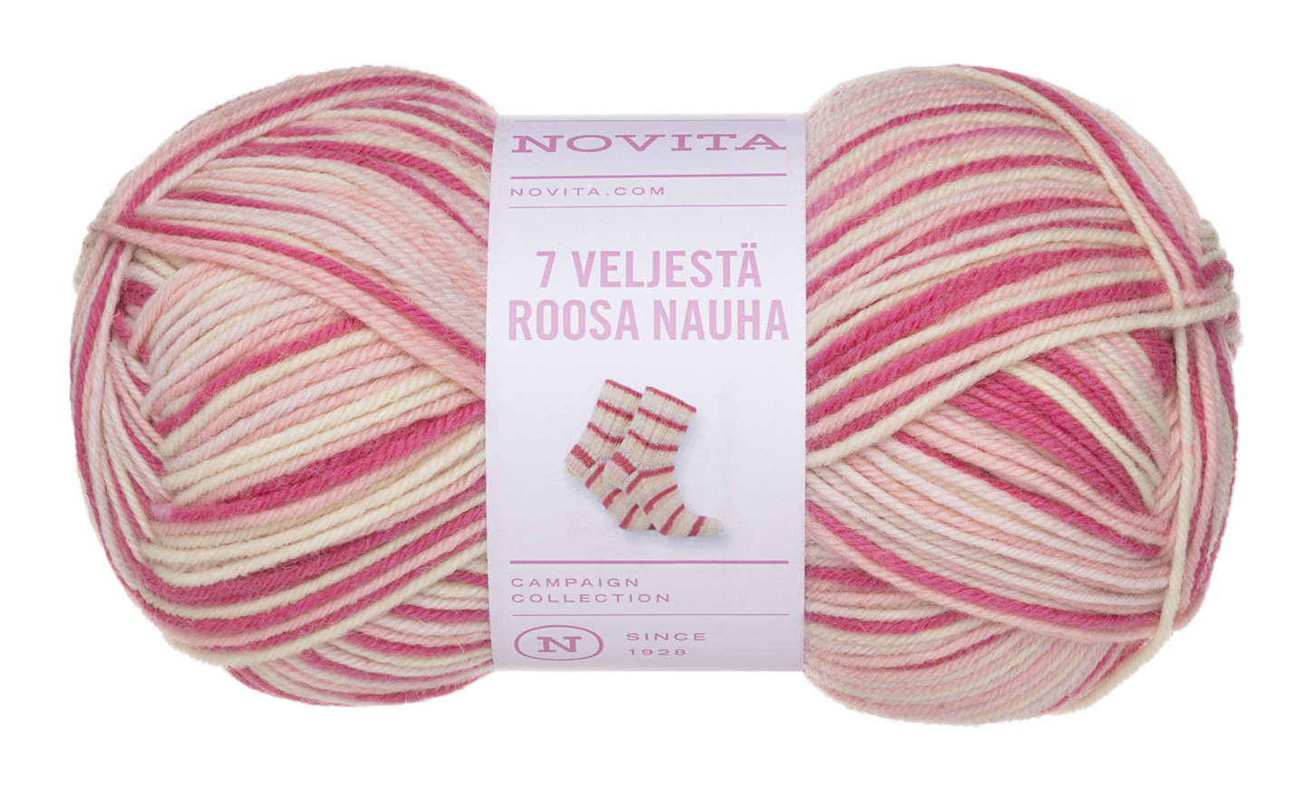 Novita 7 Veljestä Roosa Nauha Raita 150g 8651 Roosa Tarina