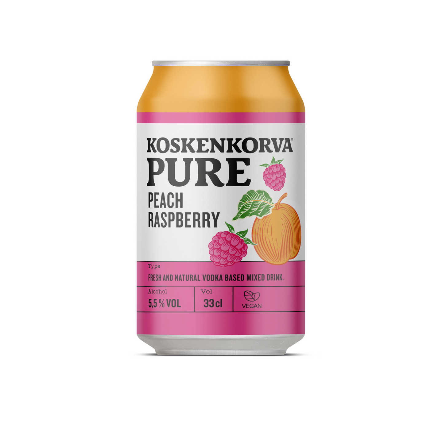Koskenkorva Pure Peach-Raspberry 5,5% 0,33l DOLLY