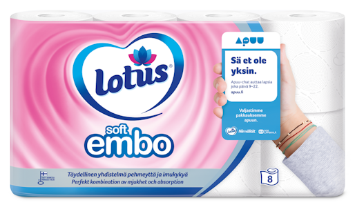 Lotus Soft Embo wc-paperi 8rll valkoinen MLAVA