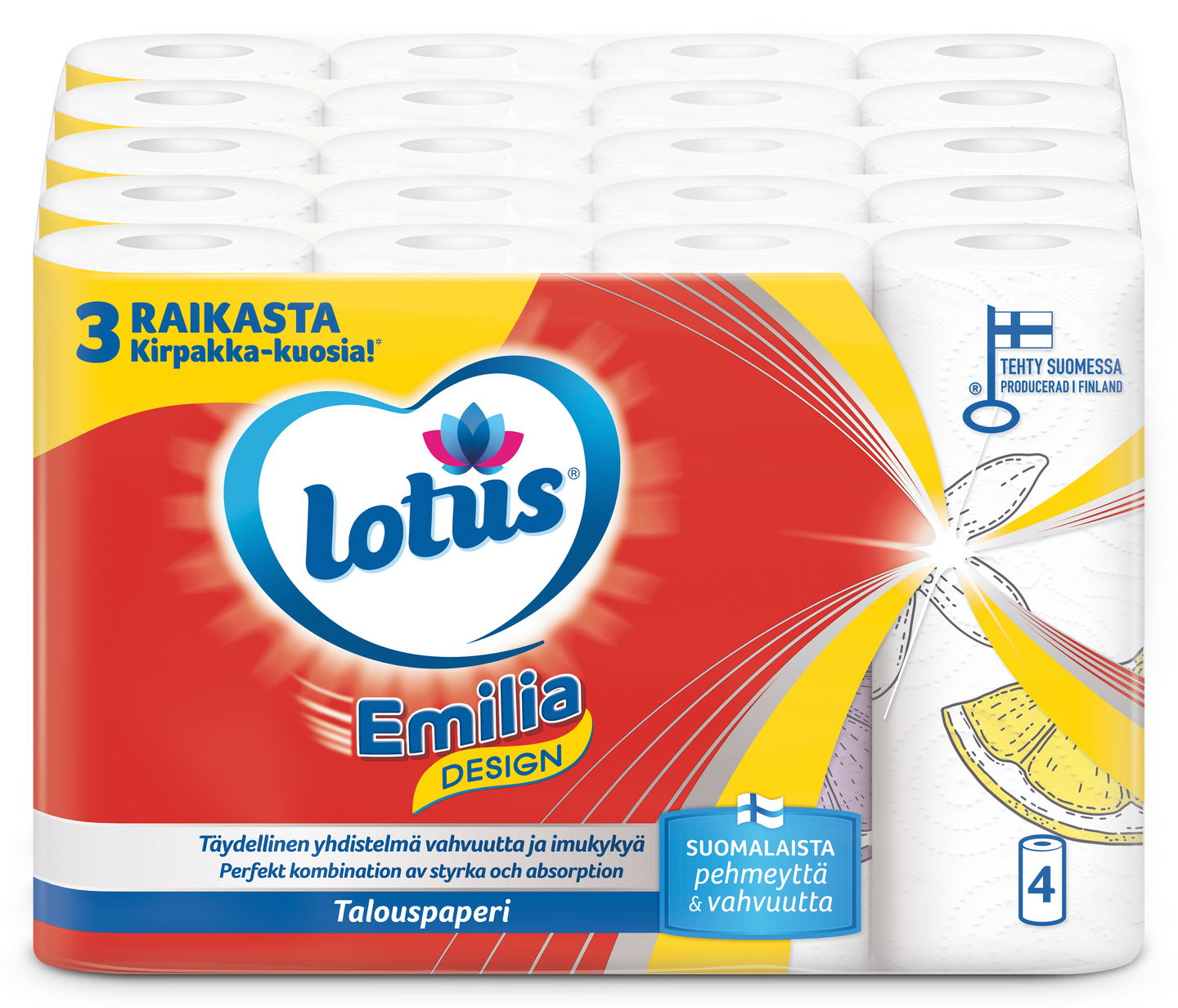Lotus Emilia talouspyyhe Design 5 x 4rl (säkki)