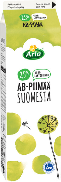 Arla AB-piimä 2,5 % 1l vähälaktoosinen