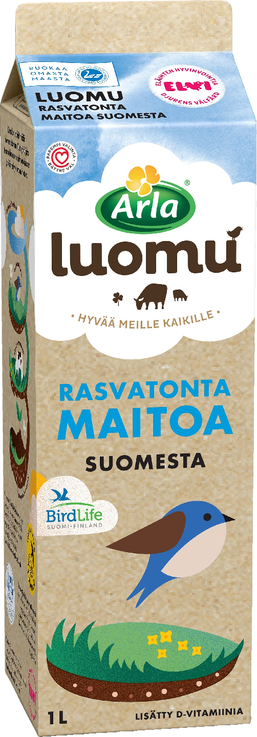 Arla rasvaton maito 1l luomu