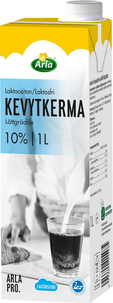 Arla Pro laktoositon kevytkerma 10% 1l UHT