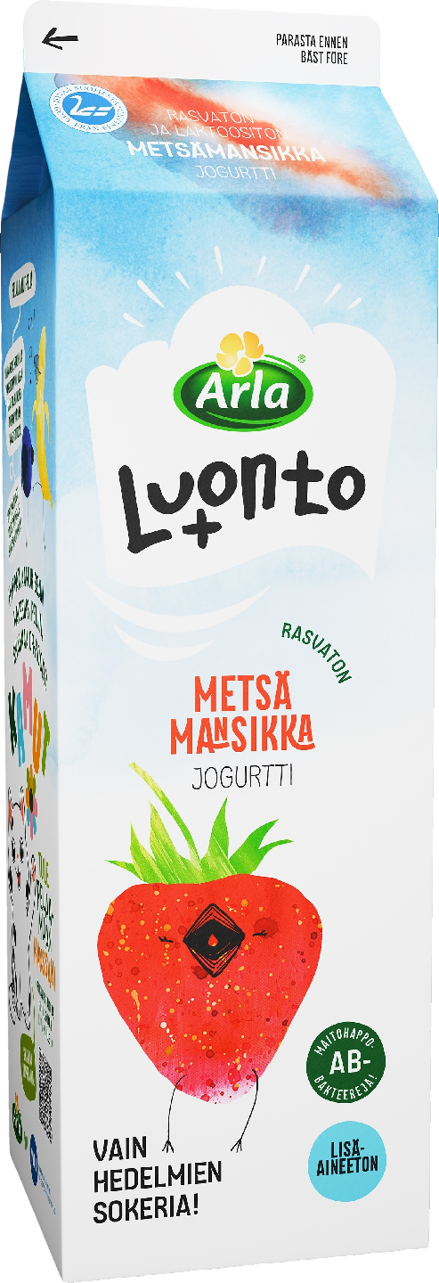 Arla Luonto+ AB jogurtti 1kg metsämansikka rasvaton laktoositon