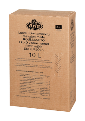 Arla Luomu D-vitaminoitu rasvaton maito novobox 10 L