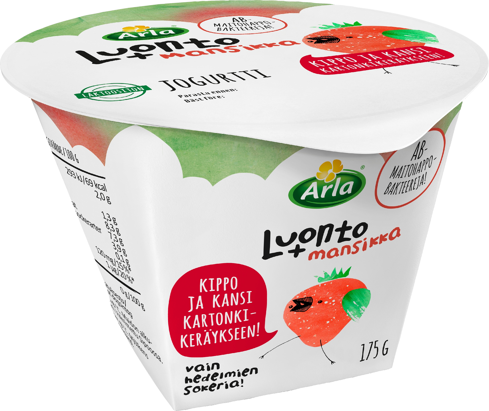 Arla Luonto+ AB jogurtti 175g mansikka laktoositon