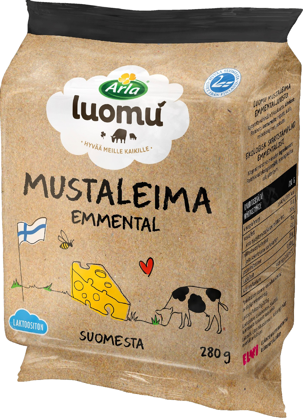 Arla Luomu Yhden tilan Emmental mustaleima 280 g