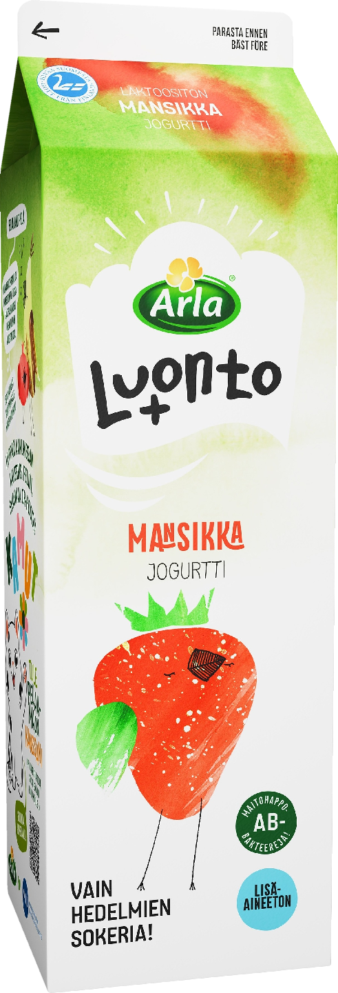 Arla Luonto+ AB jogurtti 1kg mansikka laktoositon