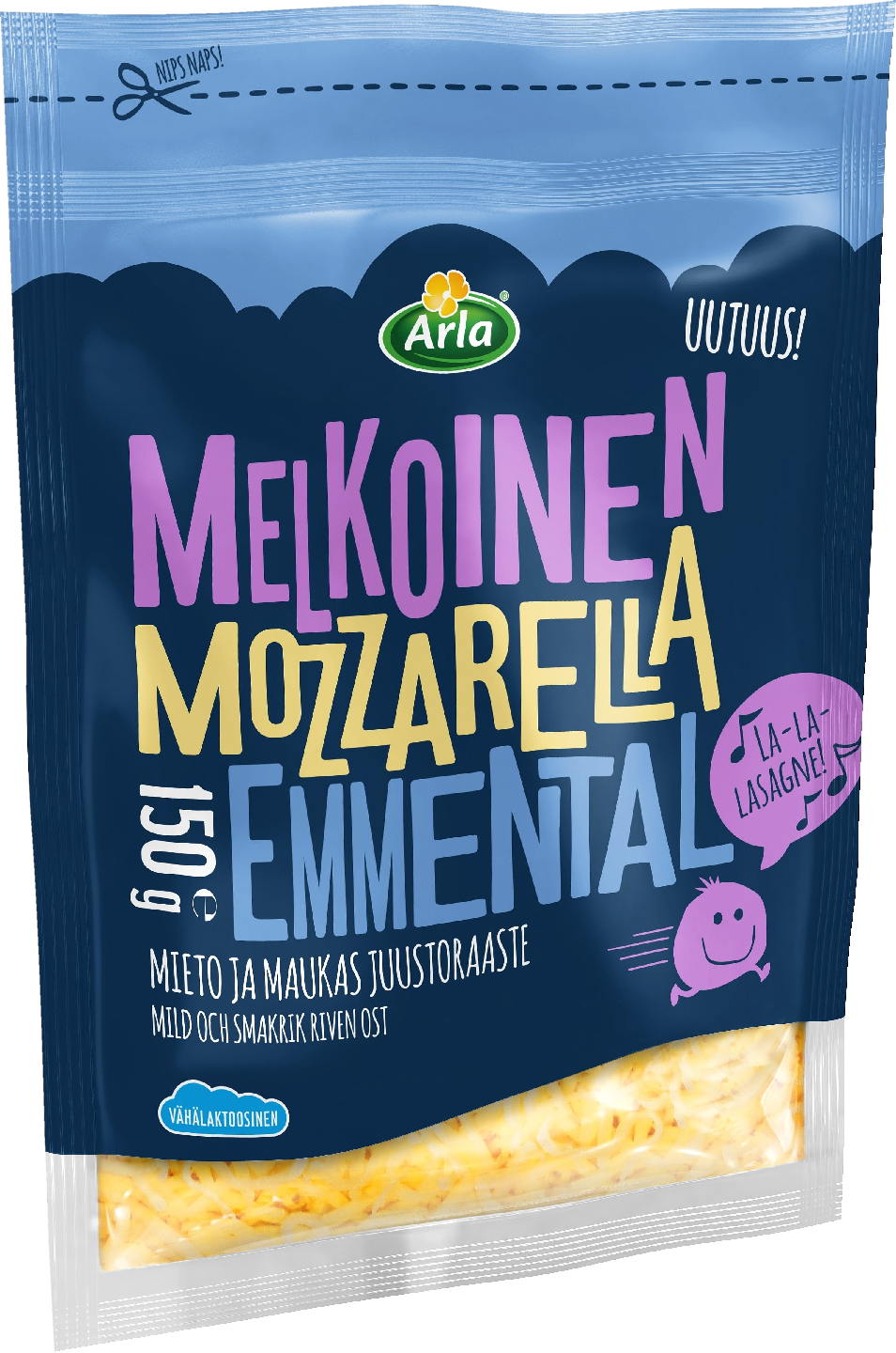 Arla Tolkuttomat juustot Melkoinen Mozzarella-emmental 150g raaste