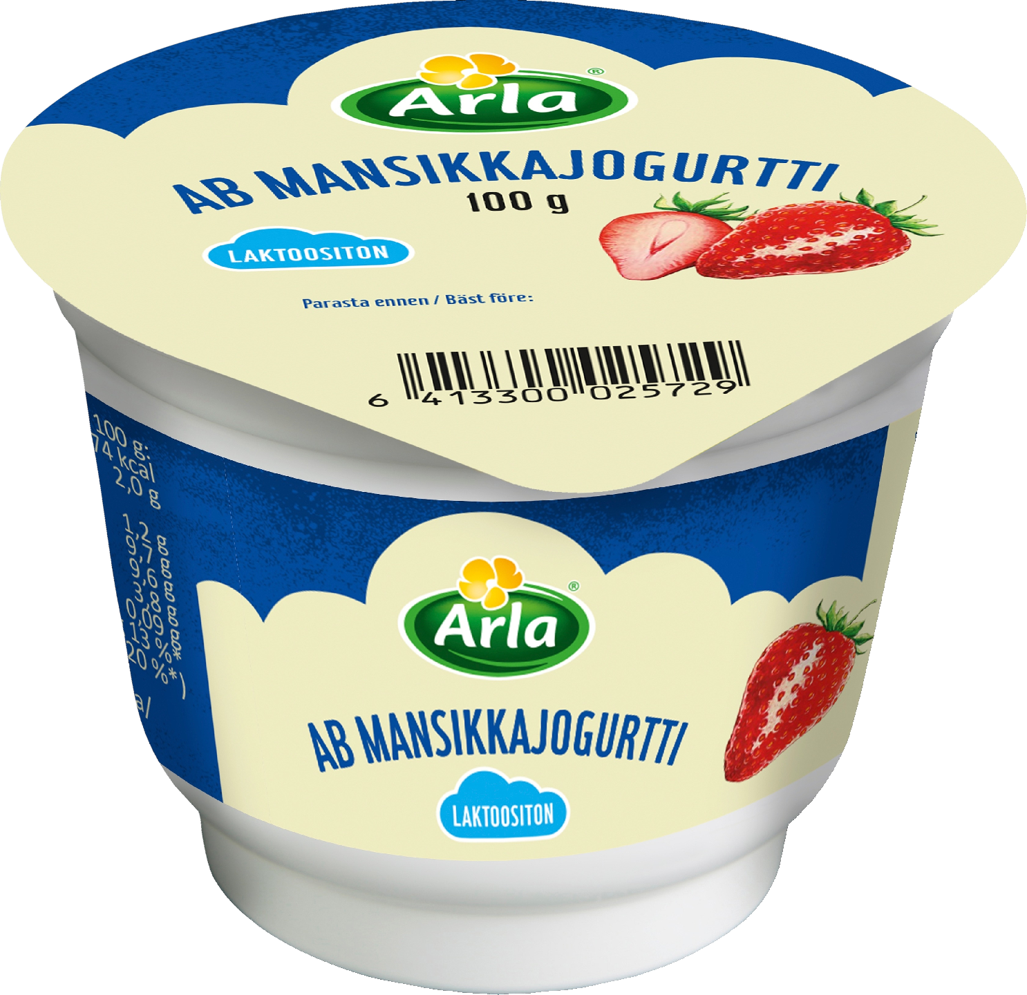 Arla laktoositon AB mansikkajogurtti 100g