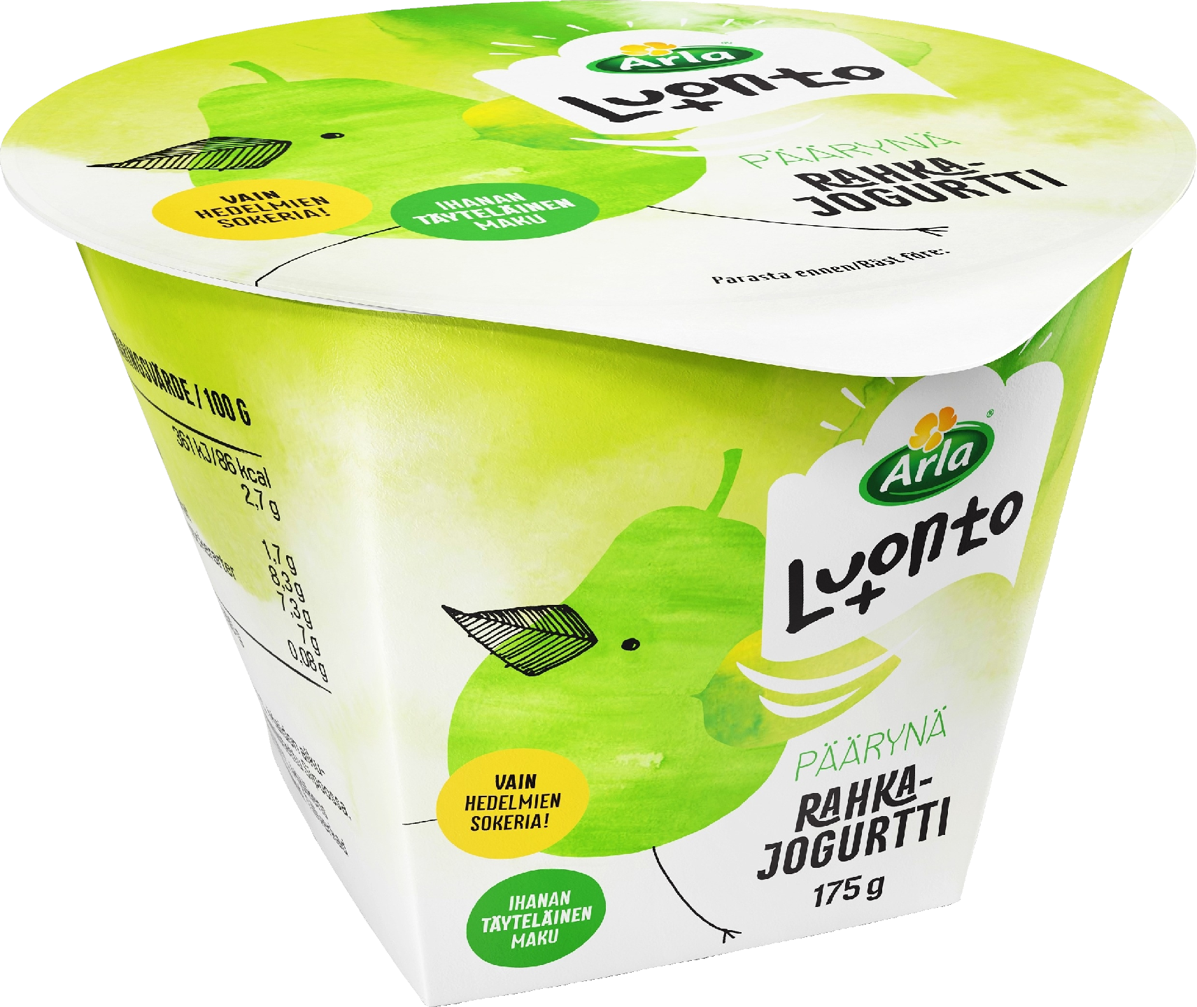 Arla Luonto+ päärynärahkajogurtti 175g laktoositon