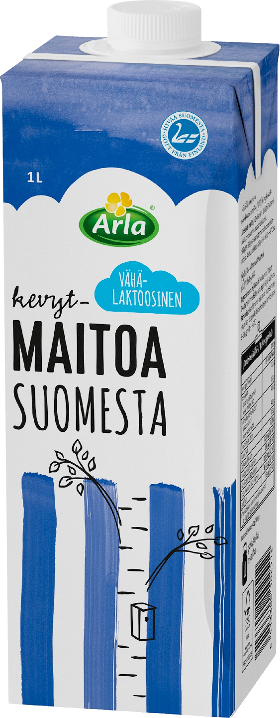 Arla 1l Suomesta vähälaktoosinen UHT kevytmaito