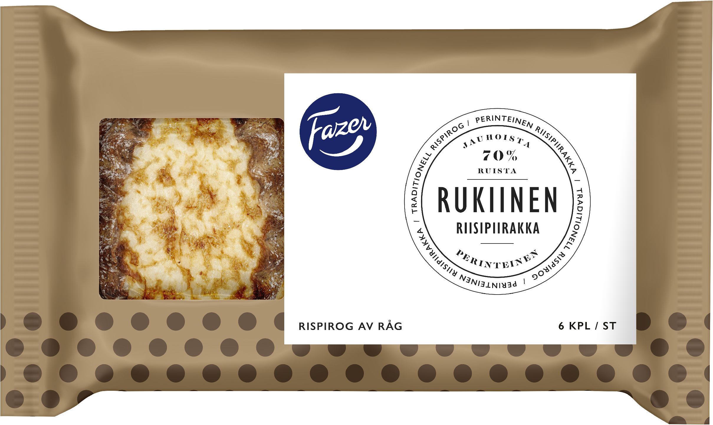 Fazer rukiinen riisipiirakka 6 kpl 420g riisipiirakka | K-Ruoka Verkkokauppa