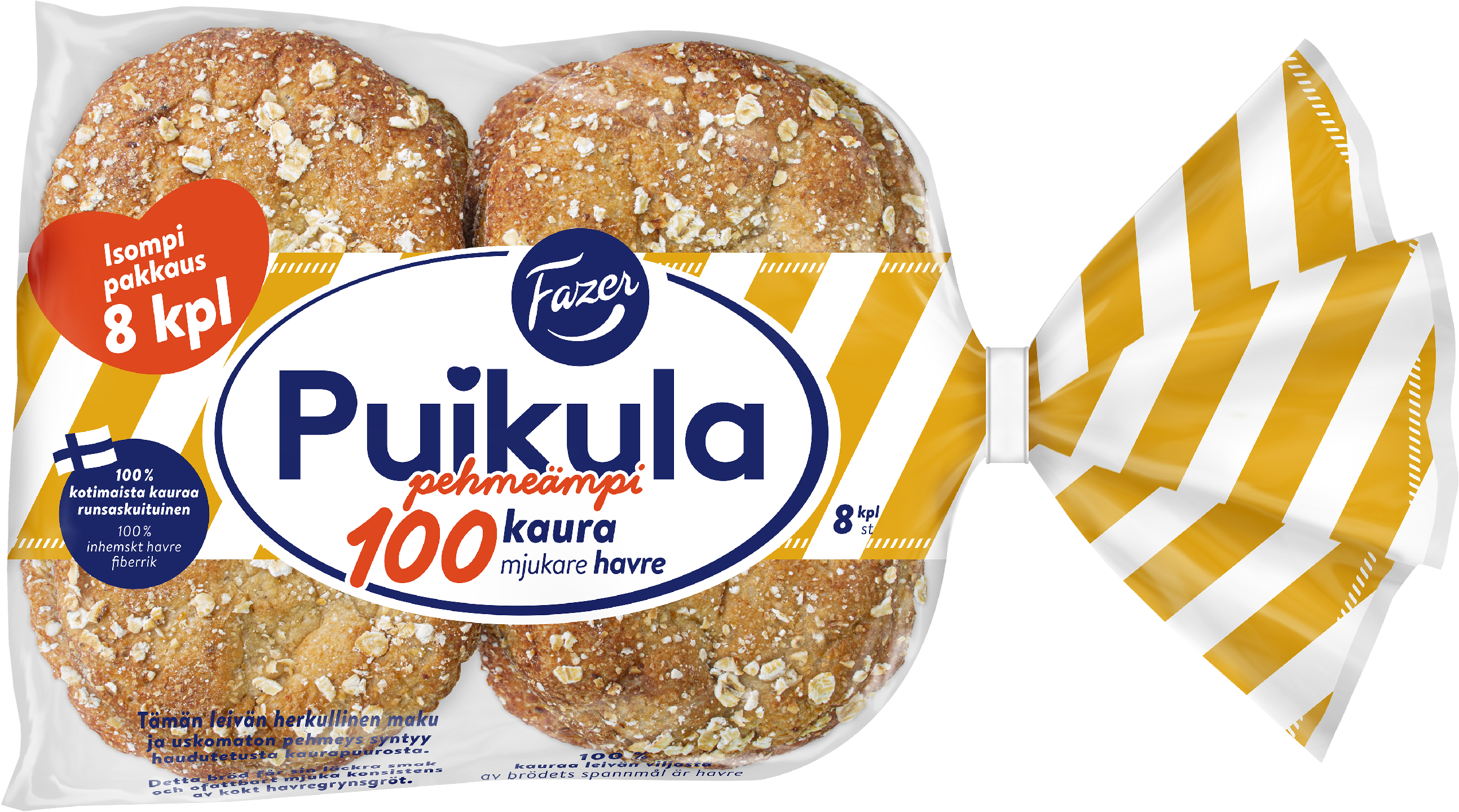 Fazer Puikula pehmeämpi 100kaura kauraleipä 8kpl/440g | K-Ruoka Verkkokauppa