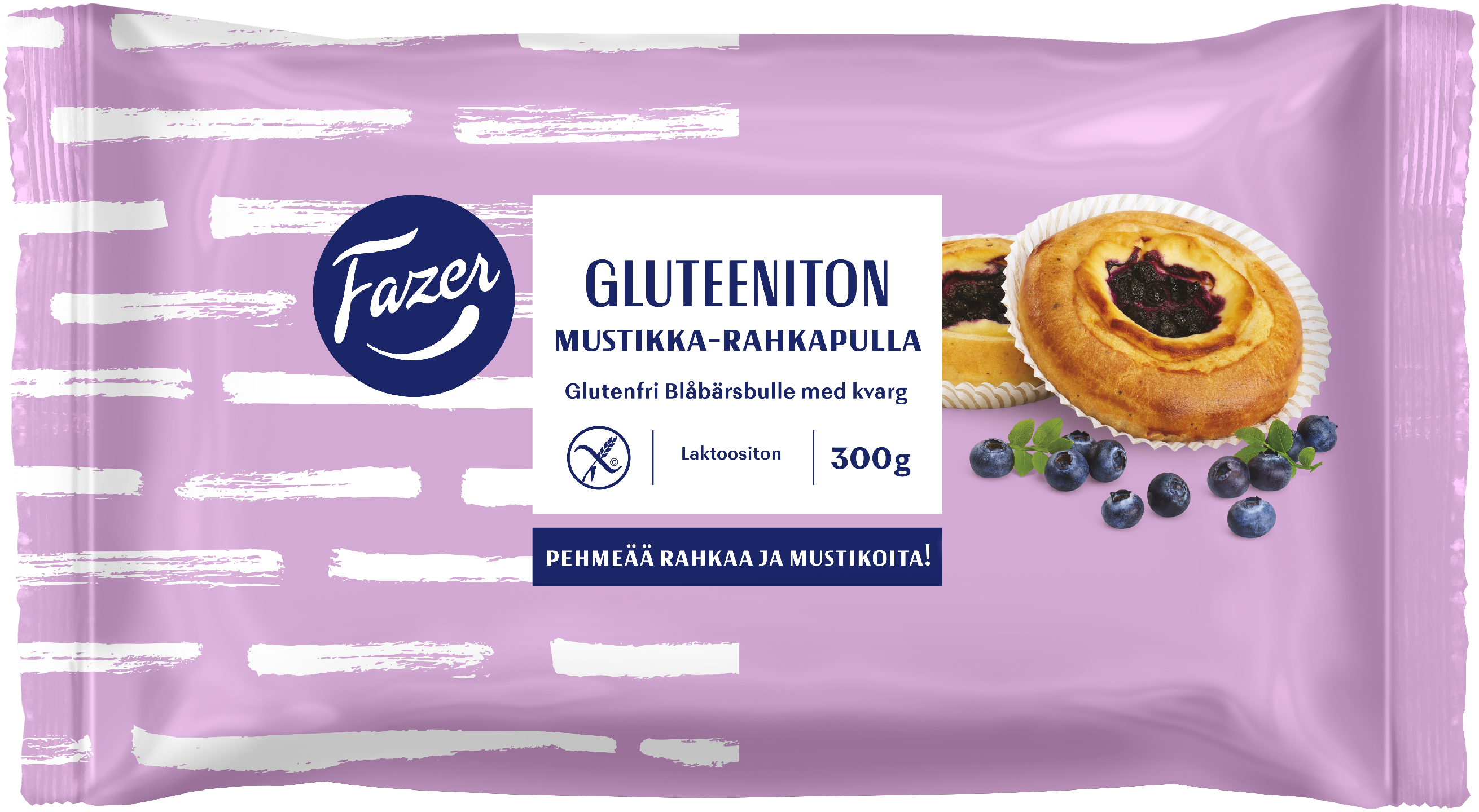 Fazer Gluteeniton mustikka-rahkapulla 4kpl/300g kypsä pakaste