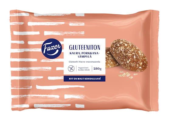 Fazer Gluteeniton kaura-porkkanasämpylä 4kpl/280g kypsä pakaste