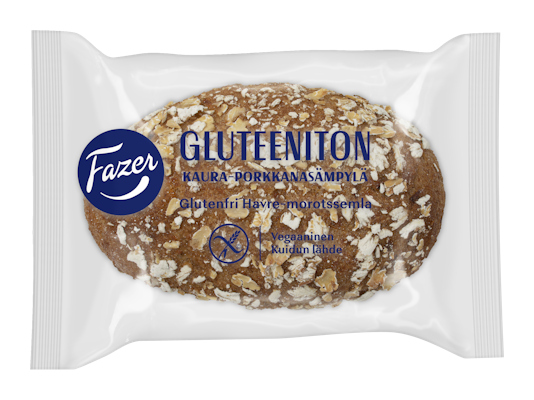 Fazer Gluteeniton Kaura-porkkanasämpylä 70g kypsä yksittäispakattu pakaste