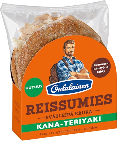 Oululainen Reissumies eväsleipä kaura kana-teriyakimajoneesi-coleslaw 153g